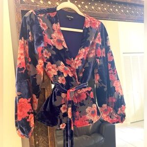 Yumi Kim Velvet Peplum Wrap Top